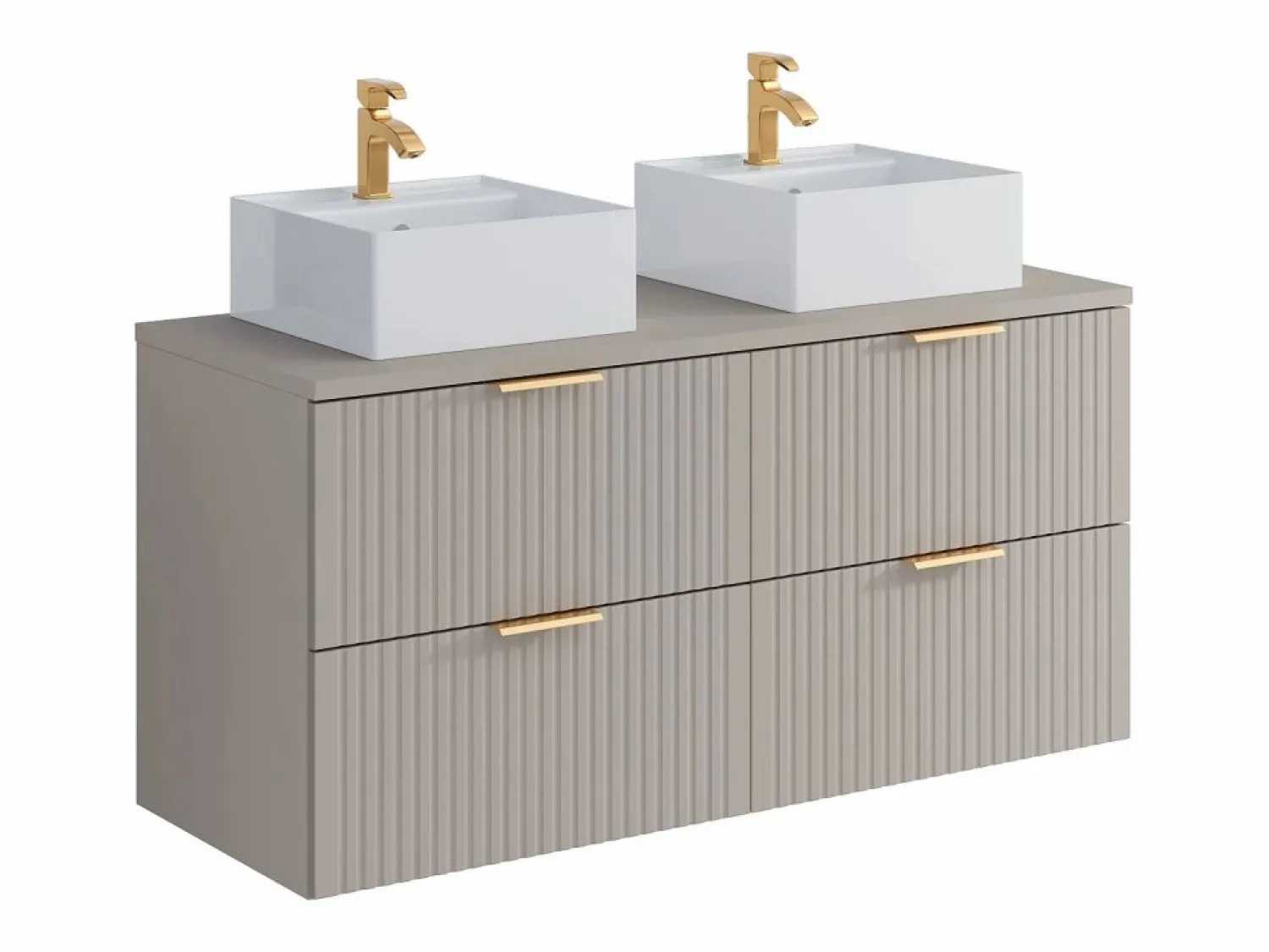 Online Vente-unique Mueble de baño con lavabo sobre encimera, , 120 cm de ancho, ZEVARA Beige