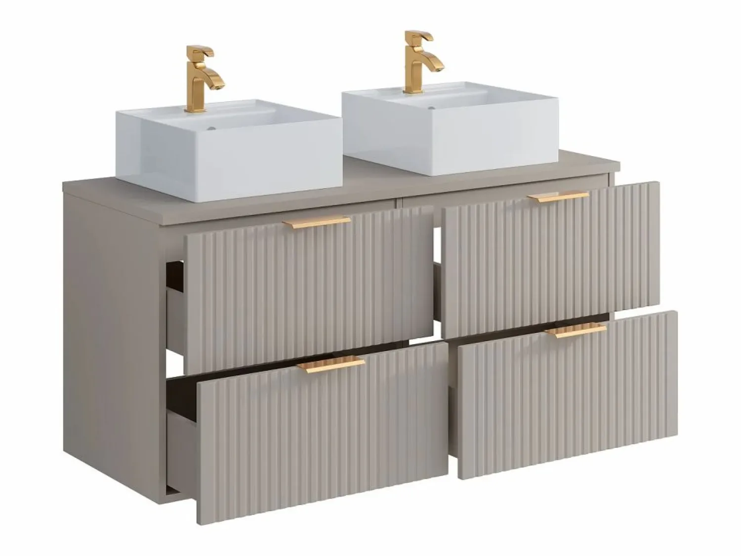 Online Vente-unique Mueble de baño con lavabo sobre encimera, , 120 cm de ancho, ZEVARA Beige
