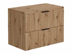 Hot Vente-unique Mueble de baño con lavabo sobre encimera y columna natural claro, An80 cm, ZEVARA Color natural claro