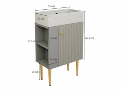 Merax Mueble de baño con lavabo - 55 x 31 x 91,5 cm - con 2 cajones - MDF - + blanco