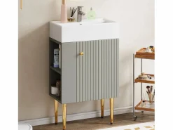 Merax Mueble de baño con lavabo - 55 x 31 x 91,5 cm - con 2 cajones - MDF - + blanco