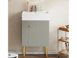 Merax Mueble de baño con lavabo - 55 x 31 x 91,5 cm - con 2 cajones - MDF - + blanco