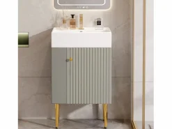 Merax Mueble de baño con lavabo - 55 x 31 x 91,5 cm - con 2 cajones - MDF - + blanco
