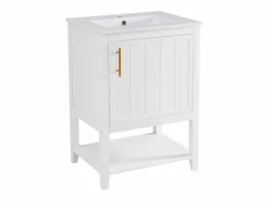 Merax Mueble de baño con lavabo simple - 1 estante abierto y 1 puerta - 61 x 47 x 87 cm - Madera MDF -