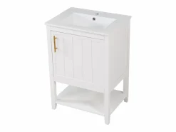 Merax Mueble de baño con lavabo simple - 1 estante abierto y 1 puerta - 61 x 47 x 87 cm - Madera MDF -