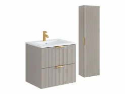 Vente-unique Mueble de baño con lavabo encastrado y columna, , An60 cm, ZEVARA