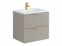 Vente-unique Mueble de baño con lavabo encastrado y columna, , An60 cm, ZEVARA