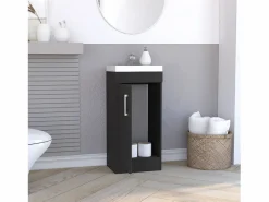 TuHome Mueble de Baño con Lavabo Madrid, con armario de almacenamiento 83CM A X 33CM P X 40CM L Wengue