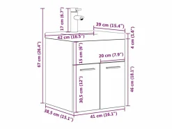 New Mueble de baño con lavabo incorporado y grifo roble Sonoma Estantería Sobre Inodoro
