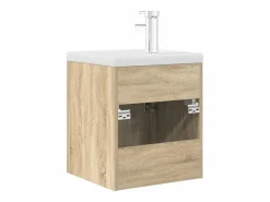 New Mueble de baño con lavabo incorporado y grifo roble Sonoma Estantería Sobre Inodoro