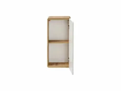 Vente-unique Mueble de baño con lavabo y columnas, 80 cm, color natural y blanco, ARUBA