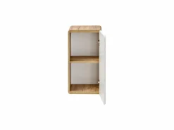 Vente-unique Mueble de baño con lavabo y columnas, 80 cm, color natural y blanco, ARUBA