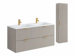 Vente-unique Mueble de baño con lavabo de empotrar y columna, , An120 cm, ZEVARA