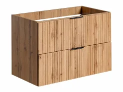 Vente-unique Mueble de baño con lavabo para empotrar y columna, Natural claro, An80 cm, ZEVARA