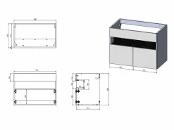 Vente-unique Mueble de baño con luces LED y lavabo sobre encimera - Blanco y negro - Ancho 80 cm - POZEGA