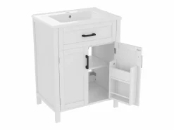 ModernLuxe Mueble de baño con patas - con lavabo de cerámica - 2 puertas - (grifo no incluido)