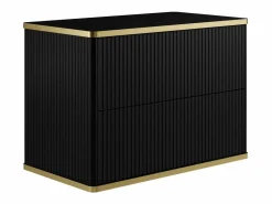 Discount Vente-unique Mueble de baño con ribete dorado y lavabo sobre encimera, , 80 cm, KELIZA Negro
