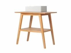 Discount Vente-unique Mueble de baño de madera de teca con lavabo - 80 x 55 cm - BOBOTSARI Color natural claro