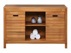 Vente-unique Mueble de baño de madera de acacia - Mueble de baño - 130 cm - PULUKAN