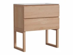 Vente-unique Mueble de baño de roble con lavabo encastrado - Natural claro - L80 cm - TARELO