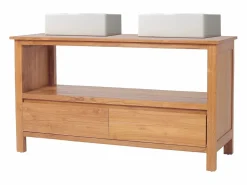 Vente-unique Mueble de baño de teca con doble lavabo - Medidas 135 x 55 cm - KETAPANG