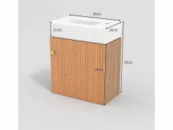 Best Merax Mueble de baño de un seno, mueble bajo con lavabo de cerámica - 46 x 26 x 56 cm - Madera MDF - Natural Color natural claro