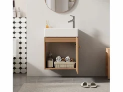 Best Merax Mueble de baño de un seno, mueble bajo con lavabo de cerámica - 46 x 26 x 56 cm - Madera MDF - Natural Color natural claro