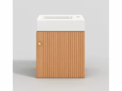 Best Merax Mueble de baño de un seno, mueble bajo con lavabo de cerámica - 46 x 26 x 56 cm - Madera MDF - Natural Color natural claro
