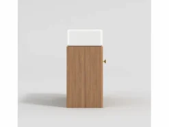 Best Merax Mueble de baño de un seno, mueble bajo con lavabo de cerámica - 46 x 26 x 56 cm - Madera MDF - Natural Color natural claro
