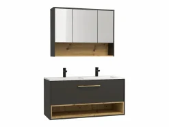 Vente-unique Mueble de baño doble lavabo suspendido con armario de toilette, 120 cm, YANGRA