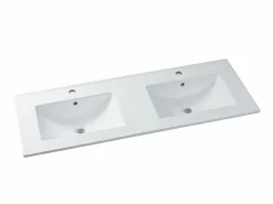 Vente-unique Mueble de baño doble lavabo suspendido con armario de toilette, 120 cm, YANGRA