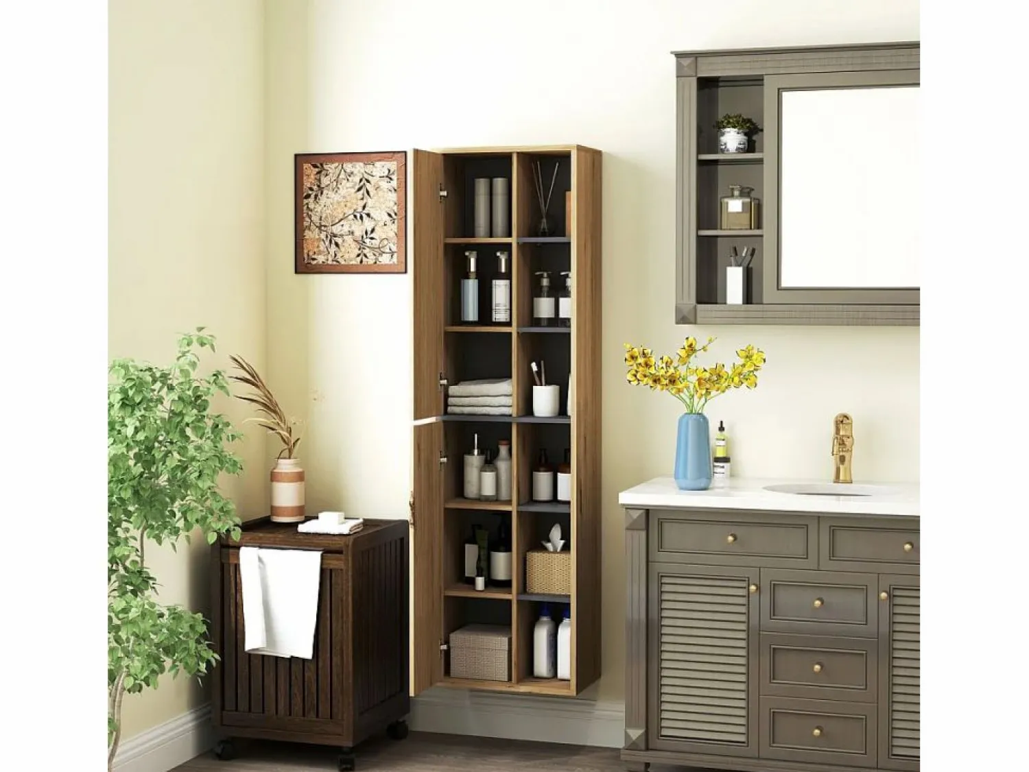 Best Mueble de baño Elna 2 puertas natural 141,5x40x24 cm Mueble De Aseo
