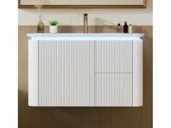 Online Mueble de baño empotrado - 80,5x47,5x51 cm - con lavabo de cerámica - 4 cajones - con LED - Mueble De Baño Simple