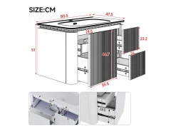 Online Mueble de baño empotrado - 80,5x47,5x51 cm - con lavabo de cerámica - 4 cajones - con LED - Mueble De Baño Simple