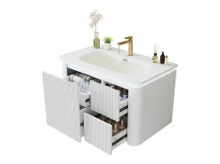 Online Mueble de baño empotrado - 80,5x47,5x51 cm - con lavabo de cerámica - 4 cajones - con LED - Mueble De Baño Simple