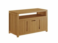 New Vente-unique Mueble de baño en teca clara con doble lavabo, L120 cm, SARATOK Color natural claro