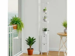 Sale Mueble de baño estrecho con 2 cajones y 3 estantes, madera, (20x30x160 cm) Columna De Baño