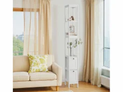 Sale Mueble de baño estrecho con 2 cajones y 3 estantes, madera, (20x30x160 cm) Columna De Baño