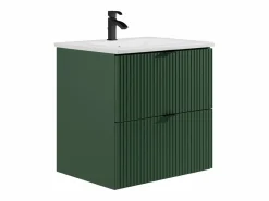Hot Mueble de baño estriado con lavabo encastrado y columna, mate, 60 cm, ZEVINI Conjunto De Baño