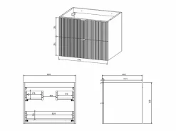Hot Mueble de baño estriado con lavabo encastrado y columna, mate, 60 cm, ZEVINI Conjunto De Baño
