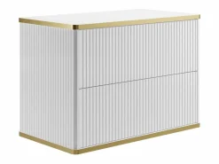 New Mueble de baño estriado con ribete dorado y lavabo sobre encimera, , KELIZA Mueble De Baño Simple