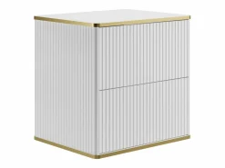 Sale Mueble de baño estriado con ribete dorado y lavabo sobre encimera, , L60 cm, KELIZA Mueble De Baño Simple