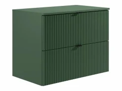 Outlet Vente-unique Mueble de baño estriado, lavabo cuadrado sobre encimera y columna, mate, 80 cm ZEVINI Verde