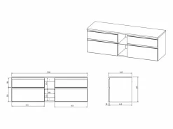 Hot Vente-unique Mueble de baño flotante, color antracita, Ancho 150 x Alt. 46 cm, MAGDALENA Gris