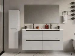 Vente-unique Mueble de baño flotante con doble lavabo encastrable, , 120 cm, SELITA