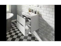 Aica Mueble de baño flotante con lavabo, 79 x 44.5 x 52 cm, Mate,Con 2 Cajones, Muebles de Alta Calidad,