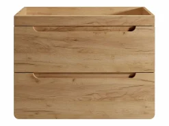 Vente-unique Mueble de baño flotante con lavabo cuadrado de encimera - Natural - 80 cm - ARUBA