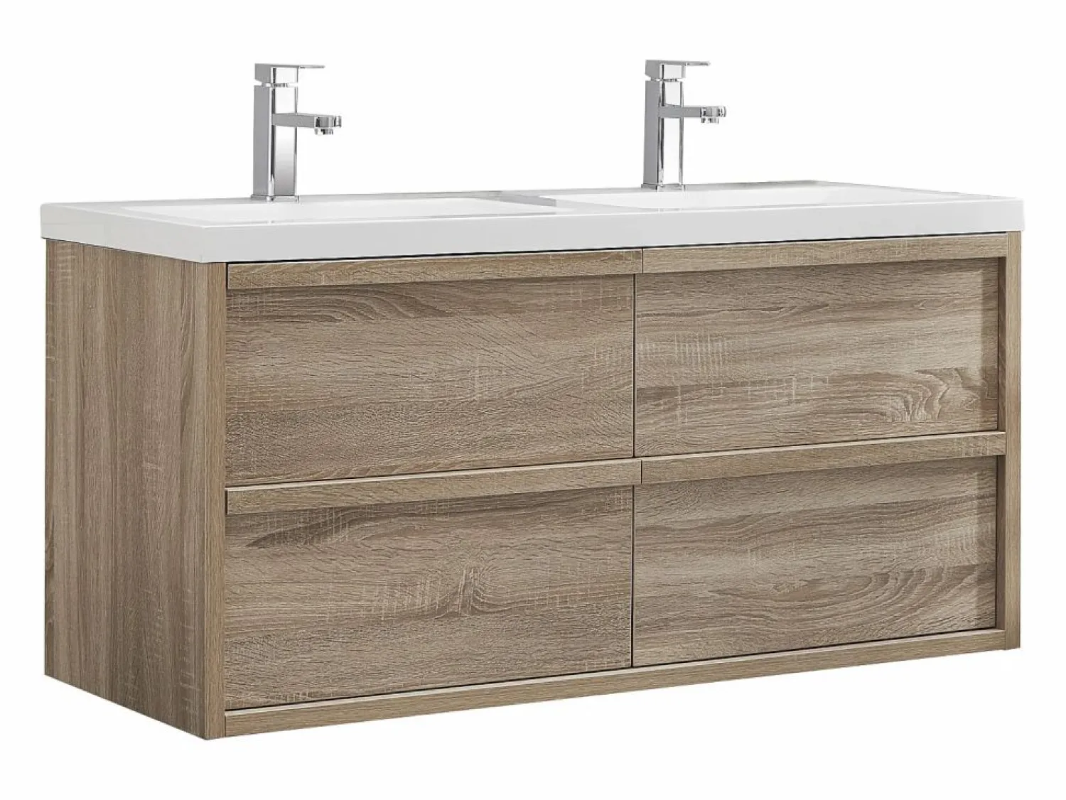 Outlet Vente-unique Mueble de baño flotante con lavabo encastrable, natural claro, 120 cm, QUADRA Color natural claro