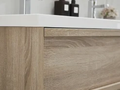 Outlet Vente-unique Mueble de baño flotante con lavabo encastrable, natural claro, 120 cm, QUADRA Color natural claro