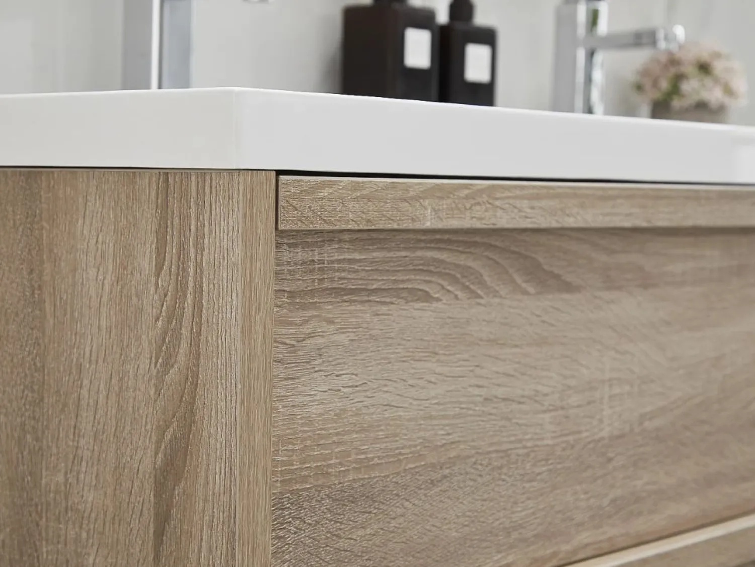 Outlet Vente-unique Mueble de baño flotante con lavabo encastrable, natural claro, 120 cm, QUADRA Color natural claro